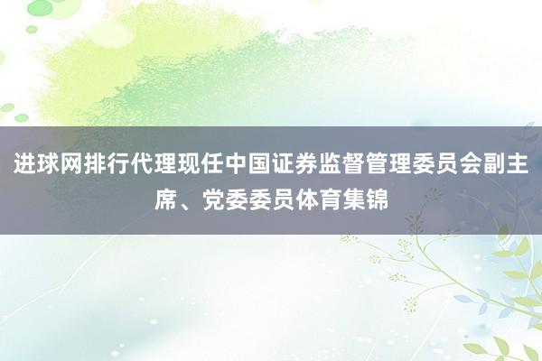 进球网排行代理现任中国证券监督管理委员会副主席、党委委员体育集锦